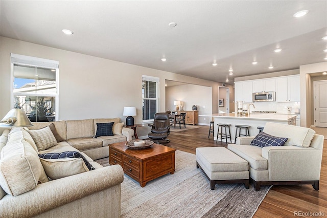 living room featuring light hardwood / wood-style flooring