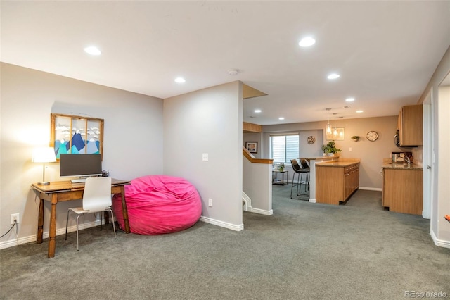 10773 Cougar Rdg, Lone Tree, CO 80124 - carpeted home office with baseboards and recessed lighting