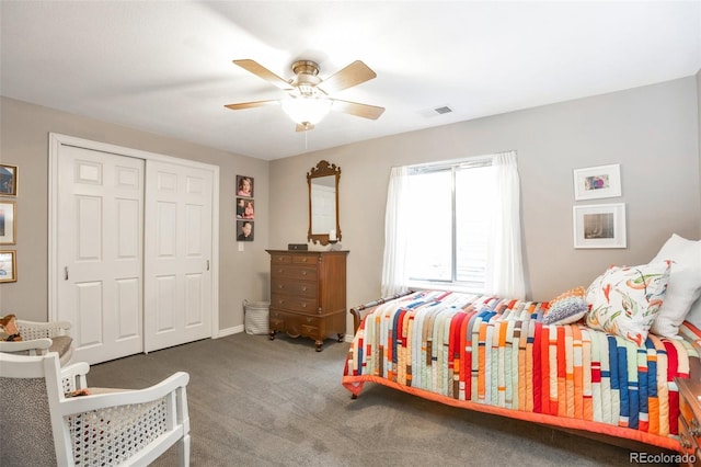 10773 Cougar Rdg, Lone Tree, CO 80124 - carpeted bedroom with a closet, a ceiling fan, and baseboards