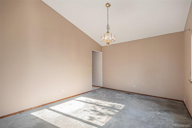 17583 E Belleview Pl, Centennial, CO 80015 - carpeted empty room featuring a chandelier and lofted ceiling
