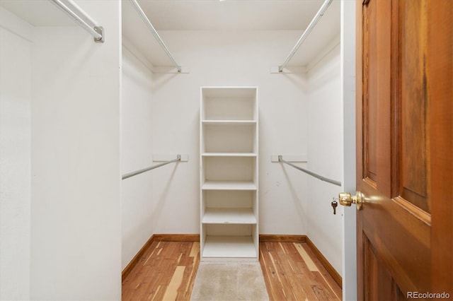 walk in closet featuring light hardwood / wood-style floors