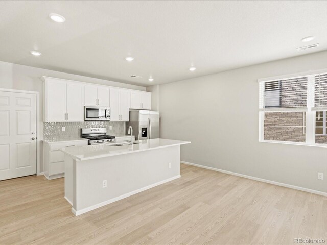 20982 E 66th Ave, Aurora, CO 80019 - kitchen featuring light wood-style floors, visible vents, appliances with stainless steel finishes, and a sink