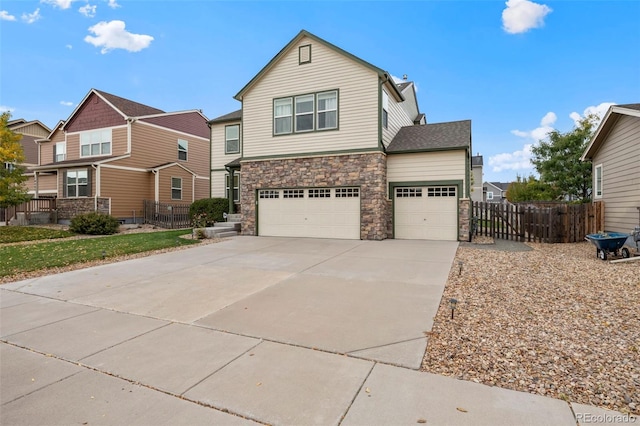 view of front of property with a garage