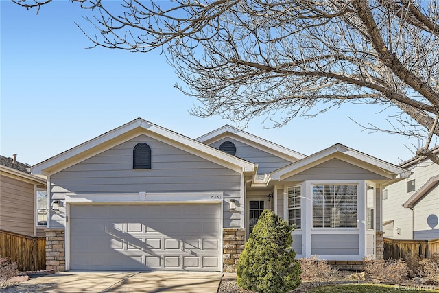 single story home with a garage