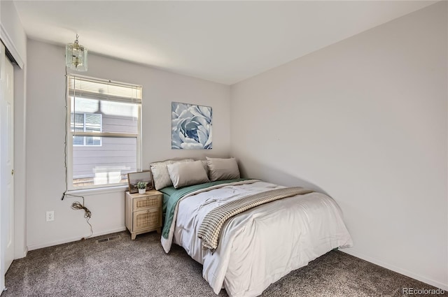 bedroom featuring carpet flooring and a closet