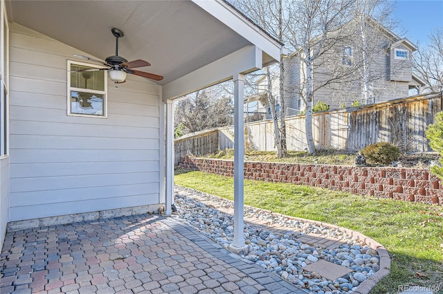 view of patio / terrace featuring ceiling fan