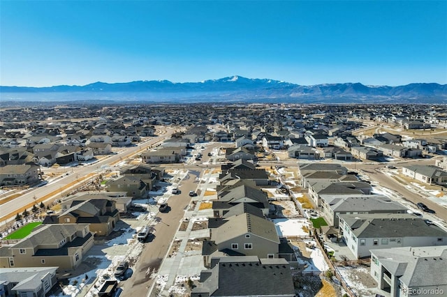 bird's eye view with a residential view and a mountain view