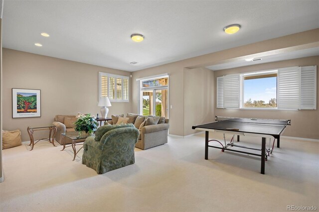 4373 E Phillips Pl, Centennial, CO 80122 - recreation room featuring baseboards, carpet flooring, and recessed lighting