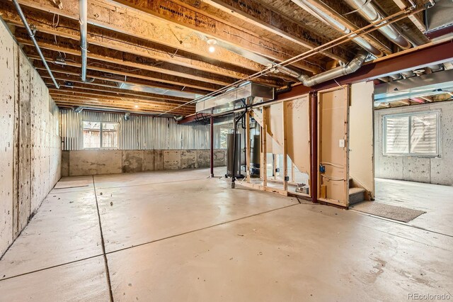 below grade area with water heater