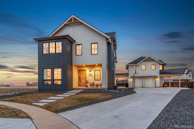 view of front of property featuring a garage