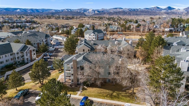 drone / aerial view with a mountain view