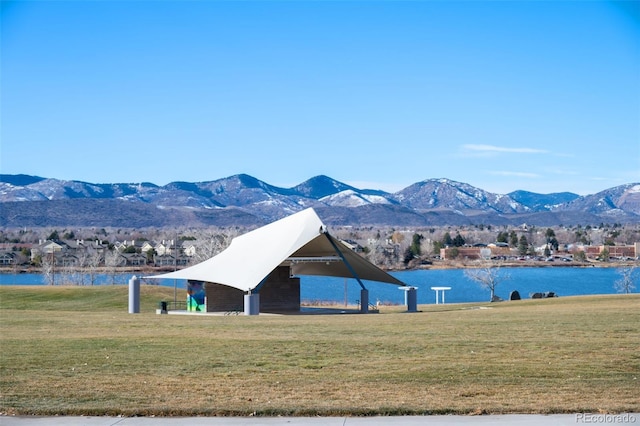 view of mountain feature with a water view