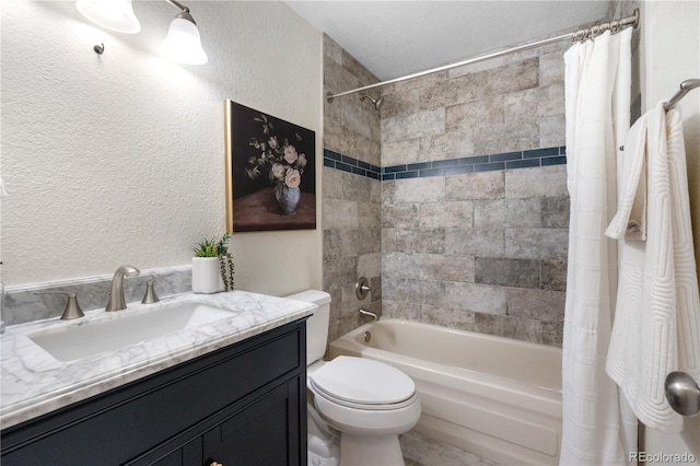 9587 W 89th Cir, Broomfield, CO 80021 - bathroom with shower / bath combo with shower curtain, vanity, and a textured wall