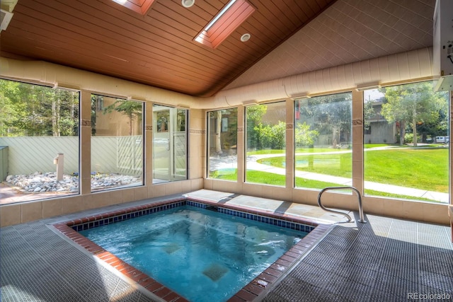1937 Soda Ridge Rd Unit 1132, Dillon, CO 80435 - view of swimming pool featuring an in-ground hot tub and a skylight