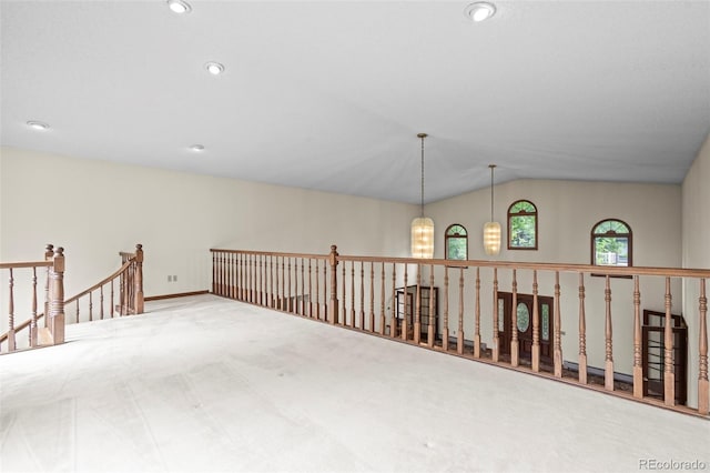 7351 Poppy Way, Arvada, CO 80007 - carpeted empty room featuring vaulted ceiling and recessed lighting