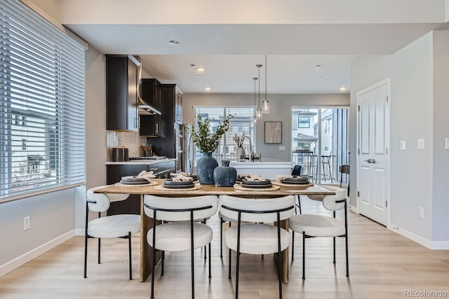 dining room with light wood-type flooring