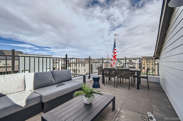 view of patio / terrace featuring a balcony and an outdoor hangout area