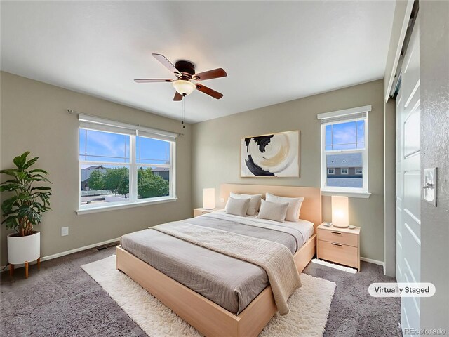 2258 Whistler Dr, Longmont, CO 80504 - bedroom featuring carpet floors, baseboards, and ceiling fan