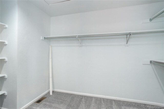 walk in closet with carpet floors and visible vents