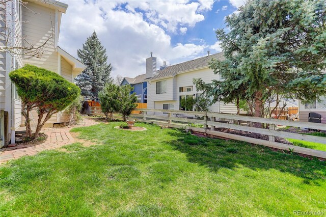 view of yard with a fenced backyard