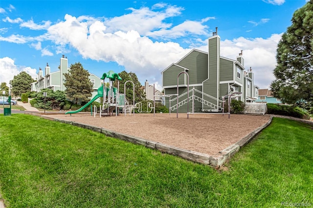 view of playground with a yard