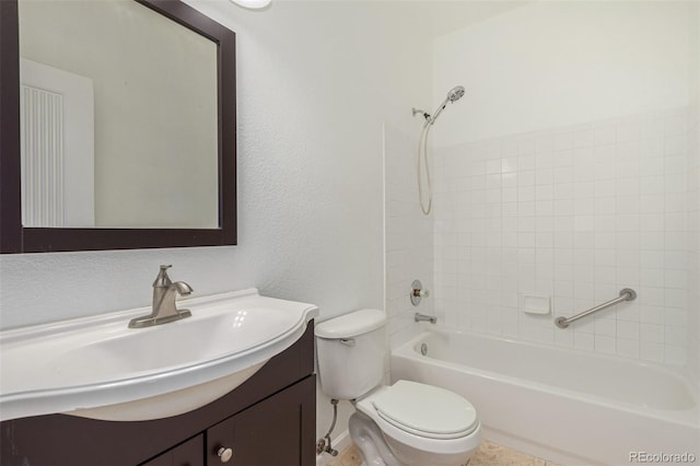 full bathroom with vanity, toilet, and tub / shower combination