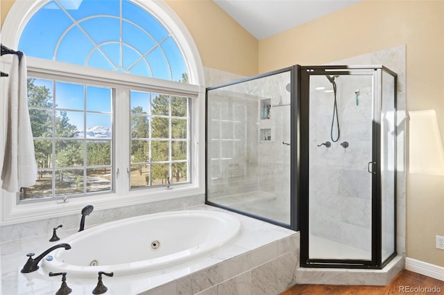 bathroom with independent shower and bath