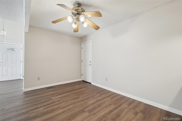 12115 Bannock St Unit B, Denver, CO 80234 - unfurnished room featuring wood finished floors, ceiling fan, baseboards, and a textured ceiling