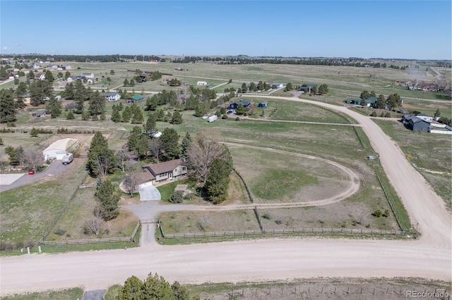 bird's eye view featuring a rural view