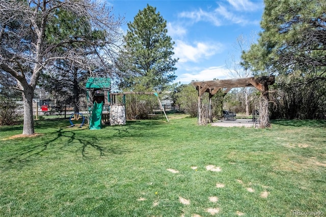 view of yard featuring a playground