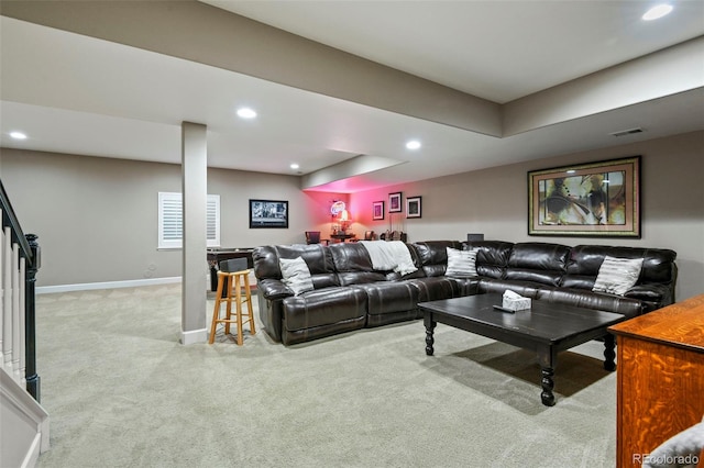 3014 E 143rd Dr, Thornton, CO 80602 - living room featuring carpet flooring and recessed lighting