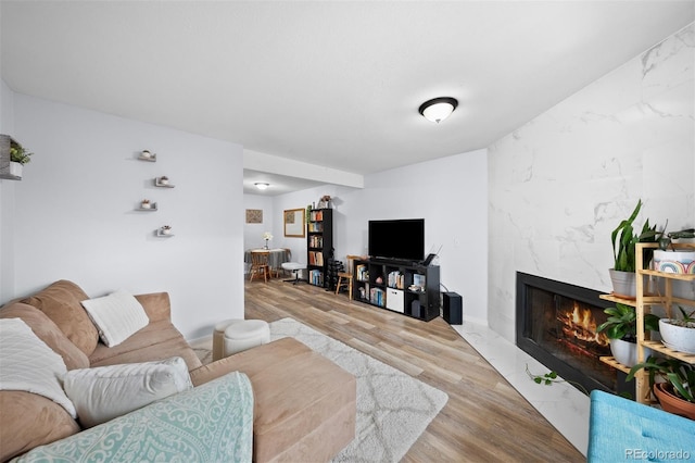 311 W Lehow Ave Unit 3, Englewood, CO 80110 - living room with a high end fireplace and wood finished floors