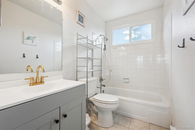 3660 S Ouray Cir, Aurora, CO 80013 - bathroom with vanity, tile patterned flooring, and shower / tub combination