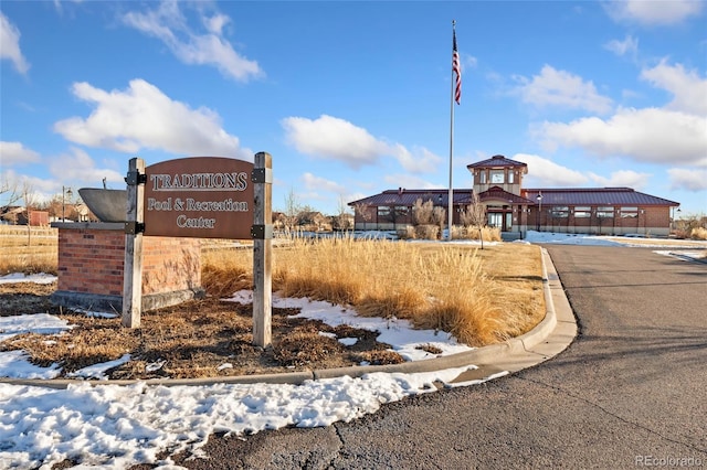 view of community sign