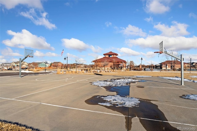 view of sport court featuring a gazebo