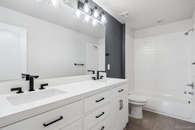 1457 Castle Creek Cir, Castle Rock, CO 80104 - full bath with double vanity, shower / washtub combination, and tile patterned floors