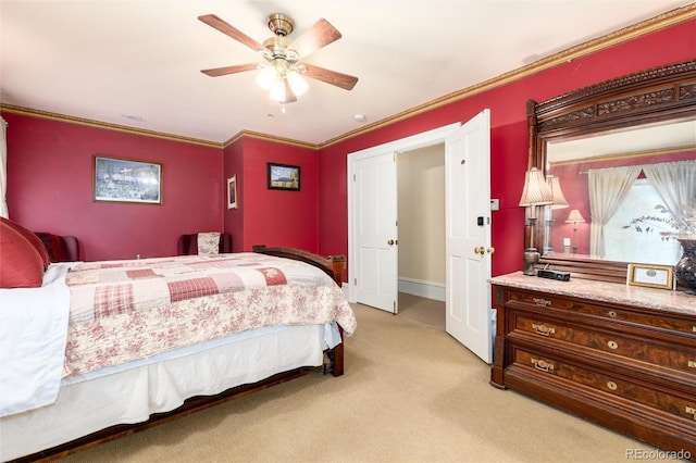 200 Rose St, Georgetown, CO 80444 - bedroom with light carpet, crown molding, and a ceiling fan