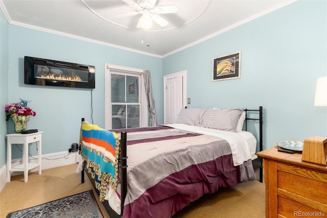 200 Rose St, Georgetown, CO 80444 - carpeted bedroom featuring crown molding and a ceiling fan