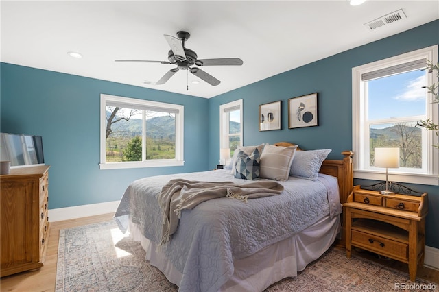 2221 Illinois St, Golden, CO 80401 - bedroom featuring recessed lighting, light wood-type flooring, and ceiling fan