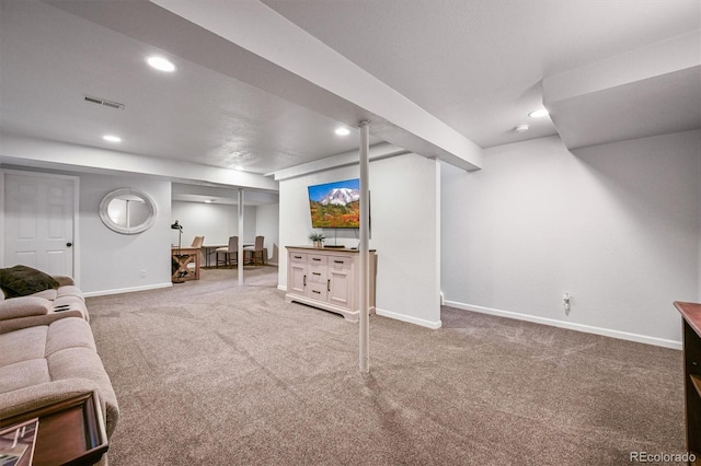 17395 E Dewberry Dr, Parker, CO 80134 - living room featuring carpet floors, baseboards, and recessed lighting