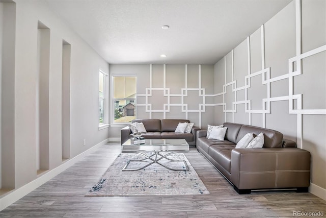 8299 S Kellerman, Aurora, CO 80016 - living room with baseboards, wood finished floors, and recessed lighting