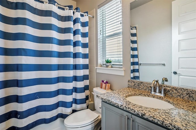 8299 S Kellerman, Aurora, CO 80016 - full bathroom with vanity, toilet, and a shower with shower curtain