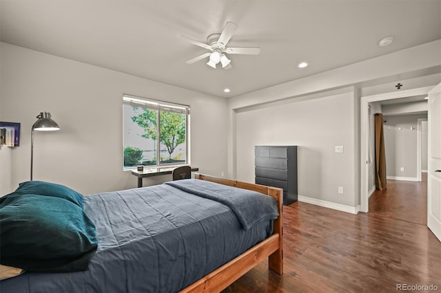 1743 Homestead Dr, Fort Lupton, CO 80621 - bedroom featuring wood finished floors, recessed lighting, baseboards, and ceiling fan