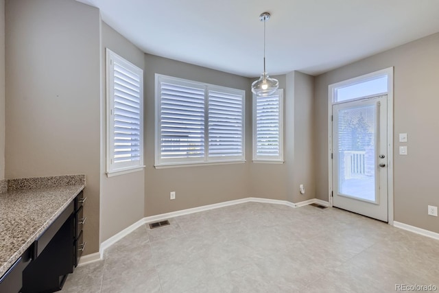 view of unfurnished dining area