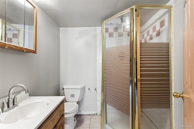 2211 S Moline Ct, Aurora, CO 80014 - bathroom with a stall shower, tile patterned flooring, and vanity