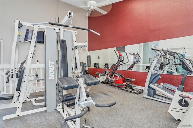 3141 S Tamarac Dr Unit 206E, Denver, CO 80231 - workout area featuring ceiling fan