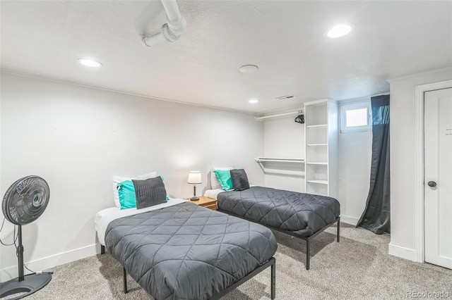 3241 Sheridan Blvd, Wheat Ridge, CO 80212 - bedroom featuring baseboards, carpet floors, recessed lighting, and crown molding