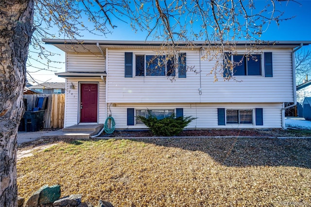 view of front of home with a front yard