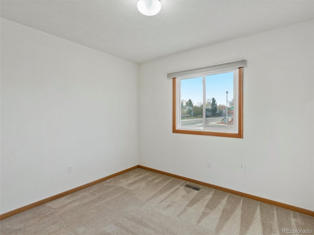 spare room with carpet and a textured ceiling