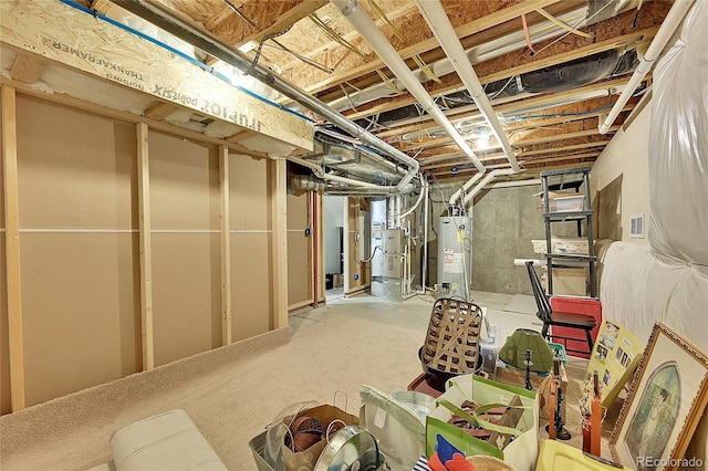 basement with water heater